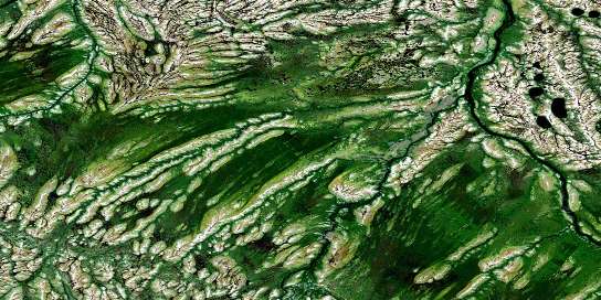 Meggisi Creek Satellite Map 043E14 at 1:50,000 scale - National Topographic System of Canada (NTS) - Orthophoto