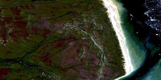 Ekwan Point Satellite Map 043G08 at 1:50,000 scale - National Topographic System of Canada (NTS) - Orthophoto
