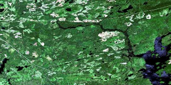 Raith Satellite Map 052A13 at 1:50,000 scale - National Topographic System of Canada (NTS) - Orthophoto