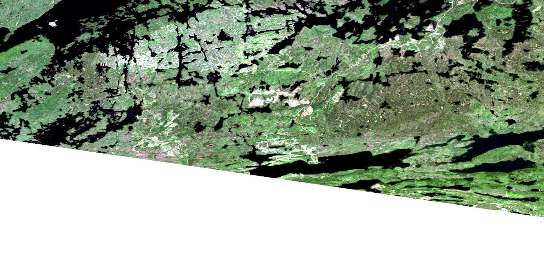 Saganaga Lake Satellite Map 052B02 at 1:50,000 scale - National Topographic System of Canada (NTS) - Orthophoto