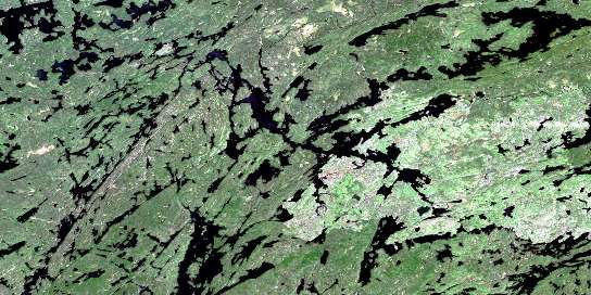 Kawnipi Lake Satellite Map 052B06 at 1:50,000 scale - National Topographic System of Canada (NTS) - Orthophoto