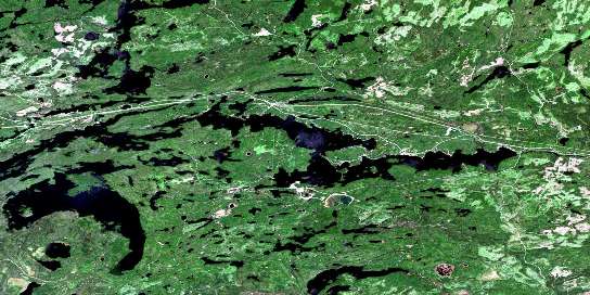 Shebandowan Satellite Map 052B09 at 1:50,000 scale - National Topographic System of Canada (NTS) - Orthophoto