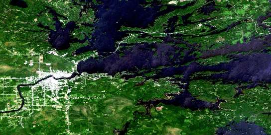 Fort Frances Satellite Map 052C11 at 1:50,000 scale - National Topographic System of Canada (NTS) - Orthophoto