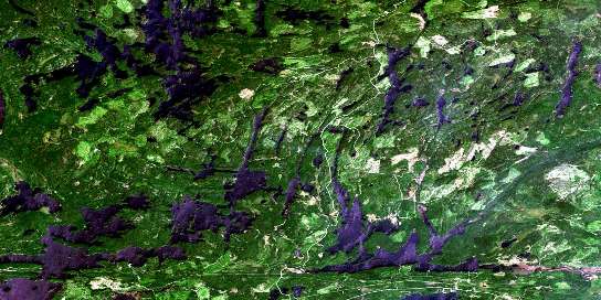 Mine Centre Satellite Map 052C15 at 1:50,000 scale - National Topographic System of Canada (NTS) - Orthophoto