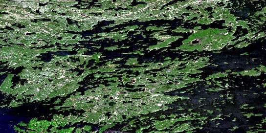 Clearwater Bay Satellite Map 052E10 at 1:50,000 scale - National Topographic System of Canada (NTS) - Orthophoto
