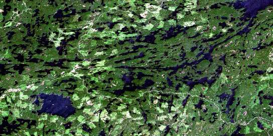 Harris Lake Satellite Map 052F03 at 1:50,000 scale - National Topographic System of Canada (NTS) - Orthophoto