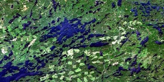 Upper Manitou Lake Satellite Map 052F07 at 1:50,000 scale - National Topographic System of Canada (NTS) - Orthophoto