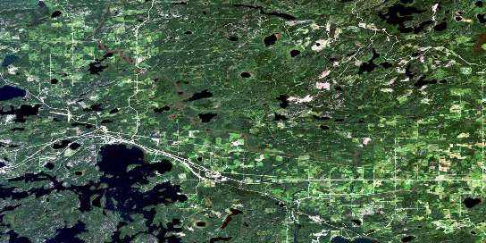 Vermilion Bay Satellite Map 052F14 at 1:50,000 scale - National Topographic System of Canada (NTS) - Orthophoto