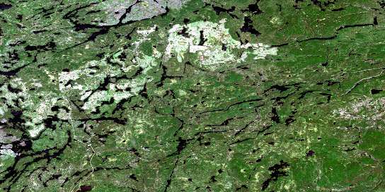 Uneven Lake Satellite Map 052H13 at 1:50,000 scale - National Topographic System of Canada (NTS) - Orthophoto