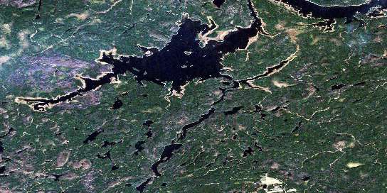 Mojikit Lake Satellite Map 052I09 at 1:50,000 scale - National Topographic System of Canada (NTS) - Orthophoto