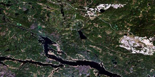 D'Orsonnens Lake Satellite Map 052I16 at 1:50,000 scale - National Topographic System of Canada (NTS) - Orthophoto
