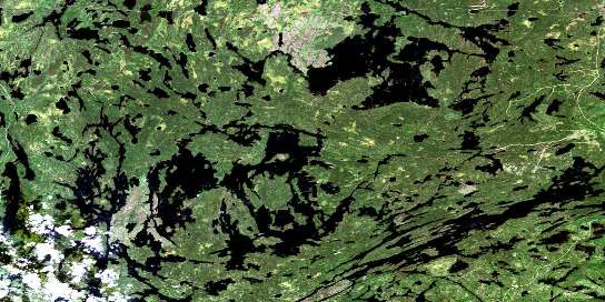 Seseganaga Lake Satellite Map 052J01 at 1:50,000 scale - National Topographic System of Canada (NTS) - Orthophoto