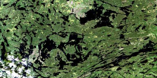 Seseganaga Lake Satellite Map 052J01 at 1:50,000 scale - National Topographic System of Canada (NTS) - Orthophoto