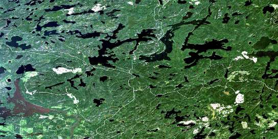 Cliff Lake Satellite Map 052K03 at 1:50,000 scale - National Topographic System of Canada (NTS) - Orthophoto