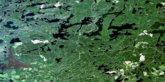 Cliff Lake Satellite Map 052K03 at 1:50,000 scale - National Topographic System of Canada (NTS) - Orthophoto