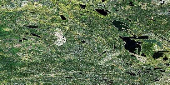 Manigotagan Lake Satellite Map 052L13 at 1:50,000 scale - National Topographic System of Canada (NTS) - Orthophoto