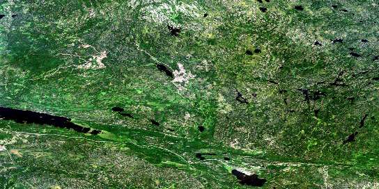 Bissett Satellite Map 052M04 at 1:50,000 scale - National Topographic System of Canada (NTS) - Orthophoto