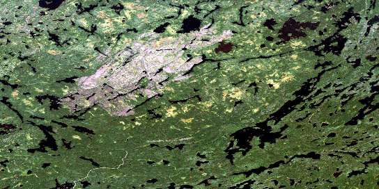 Shabumeni Lake Satellite Map 052N07 at 1:50,000 scale - National Topographic System of Canada (NTS) - Orthophoto
