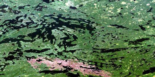 Birch Lake Satellite Map 052N08 at 1:50,000 scale - National Topographic System of Canada (NTS) - Orthophoto