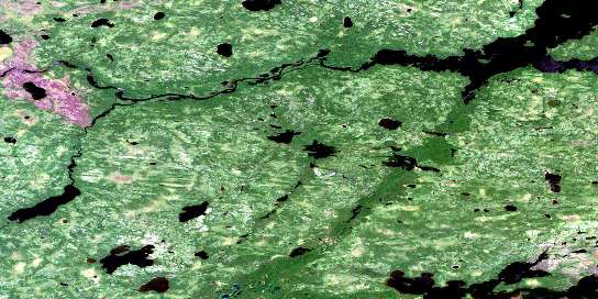 Ozhiski Lake Satellite Map 052P15 at 1:50,000 scale - National Topographic System of Canada (NTS) - Orthophoto
