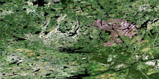 Mawley Lake Satellite Map 053B07 at 1:50,000 scale - National Topographic System of Canada (NTS) - Orthophoto