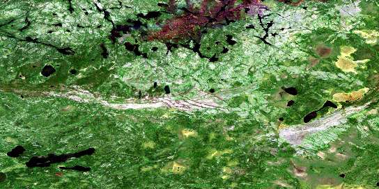 Menaeko Lake Satellite Map 053F07 at 1:50,000 scale - National Topographic System of Canada (NTS) - Orthophoto
