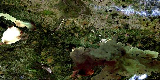 Sachigo Lake Satellite Map 053F16 at 1:50,000 scale - National Topographic System of Canada (NTS) - Orthophoto