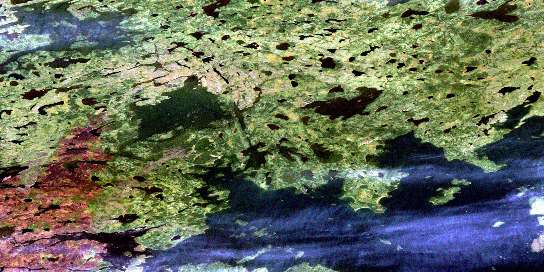 Air photo: Misikeyask Lake Satellite Image map 053G16 at 1:50,000 Scale