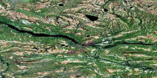 Onigam Lake Satellite Map 053O07 at 1:50,000 scale - National Topographic System of Canada (NTS) - Orthophoto