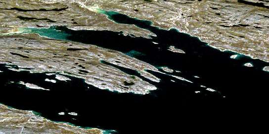Bennett Bay Satellite Map 056H13 at 1:50,000 scale - National Topographic System of Canada (NTS) - Orthophoto