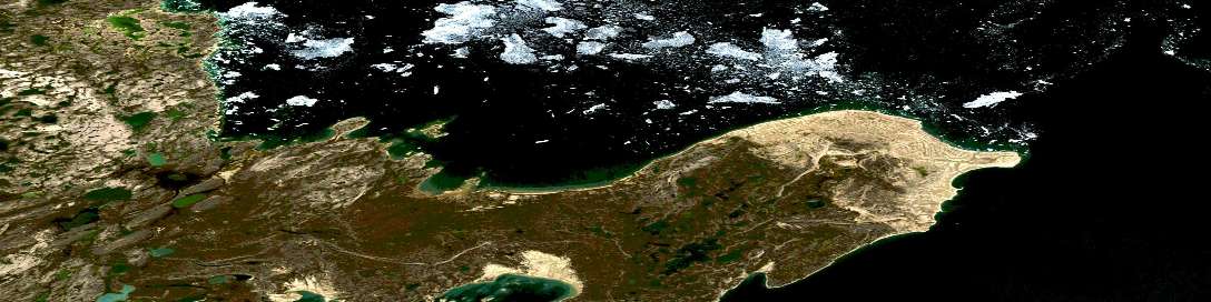 Gibson Peninsula Satellite Map 057B13 at 1:50,000 scale - National Topographic System of Canada (NTS) - Orthophoto