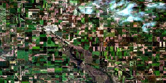 Weyburn Satellite Map 062E12 at 1:50,000 scale - National Topographic System of Canada (NTS) - Orthophoto
