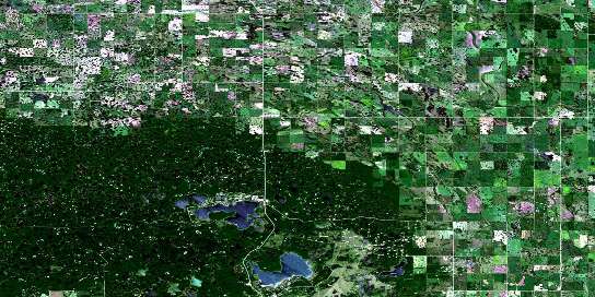 Dumas Satellite Map 062E16 at 1:50,000 scale - National Topographic System of Canada (NTS) - Orthophoto