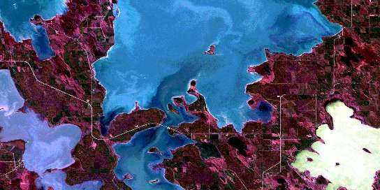 Ebb And Flow Lake Satellite Map 062O02 at 1:50,000 scale - National Topographic System of Canada (NTS) - Orthophoto