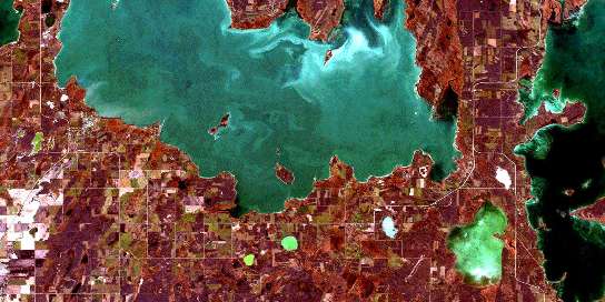 Winnipegosis Satellite Map 062O12 at 1:50,000 scale - National Topographic System of Canada (NTS) - Orthophoto