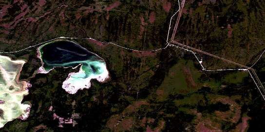 Katimik Lake Satellite Map 063B14 at 1:50,000 scale - National Topographic System of Canada (NTS) - Orthophoto