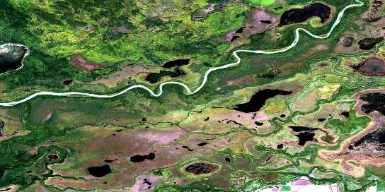 Barrier Lake Satellite Map 063F13 at 1:50,000 scale - National Topographic System of Canada (NTS) - Orthophoto