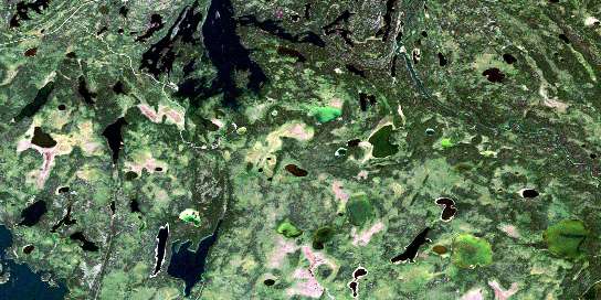 Hanson Lake Satellite Map 063L10 at 1:50,000 scale - National Topographic System of Canada (NTS) - Orthophoto