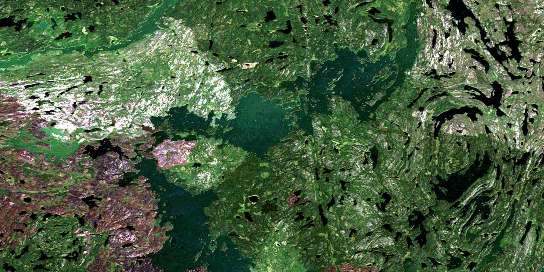 Manawan Lake Satellite Map 063M06 at 1:50,000 scale - National Topographic System of Canada (NTS) - Orthophoto