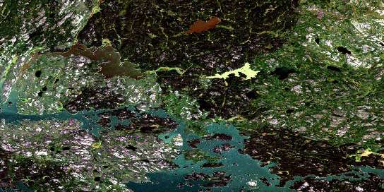 Britton Lake Satellite Map 063N13 at 1:50,000 scale - National Topographic System of Canada (NTS) - Orthophoto