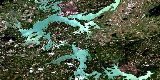 Wapisu Lake Satellite Map 063O14 at 1:50,000 scale - National Topographic System of Canada (NTS) - Orthophoto