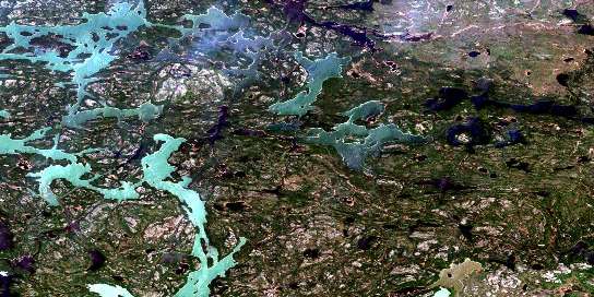 Mynarski Lakes Satellite Map 064B03 at 1:50,000 scale - National Topographic System of Canada (NTS) - Orthophoto