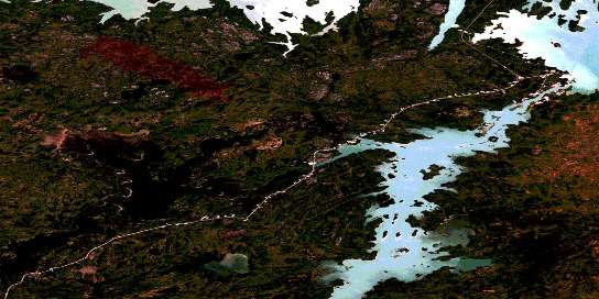 Issett Lake Satellite Map 064B11 at 1:50,000 scale - National Topographic System of Canada (NTS) - Orthophoto