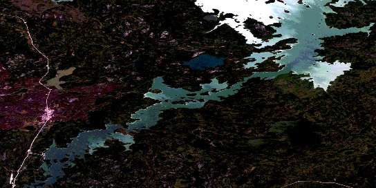 Opachuanau Lake Satellite Map 064B12 at 1:50,000 scale - National Topographic System of Canada (NTS) - Orthophoto