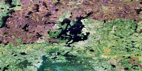 Melvin Lake Satellite Map 064F01 at 1:50,000 scale - National Topographic System of Canada (NTS) - Orthophoto