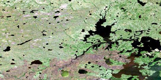 Moss Lake Satellite Map 064G10 at 1:50,000 scale - National Topographic System of Canada (NTS) - Orthophoto
