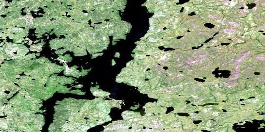 Hendry Lake Satellite Map 064G12 at 1:50,000 scale - National Topographic System of Canada (NTS) - Orthophoto