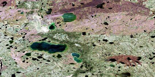 Solmundsson Lake Satellite Map 064H07 at 1:50,000 scale - National Topographic System of Canada (NTS) - Orthophoto