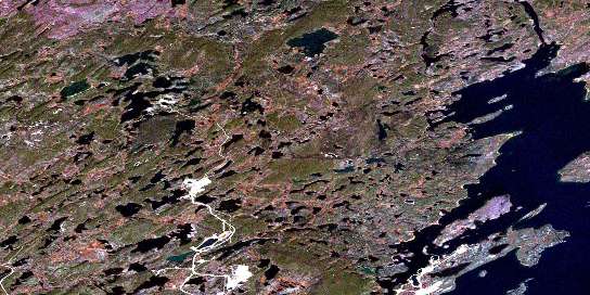 Cunning Bay Satellite Map 064L05 at 1:50,000 scale - National Topographic System of Canada (NTS) - Orthophoto