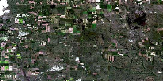 Hanna Satellite Map 072M12 at 1:50,000 scale - National Topographic System of Canada (NTS) - Orthophoto